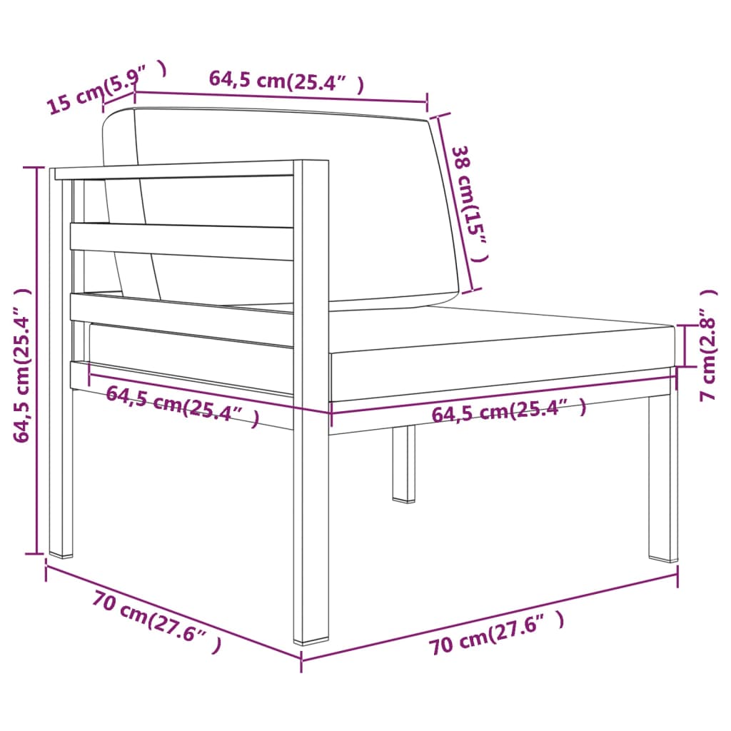 4-tlg. Garten-Lounge-Set mit Kissen Aluminium Anthrazit