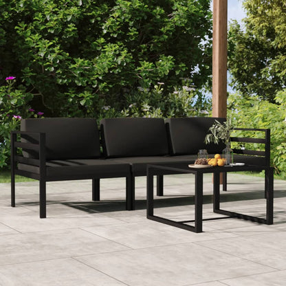 4-tlg. Garten-Lounge-Set mit Kissen Aluminium Anthrazit