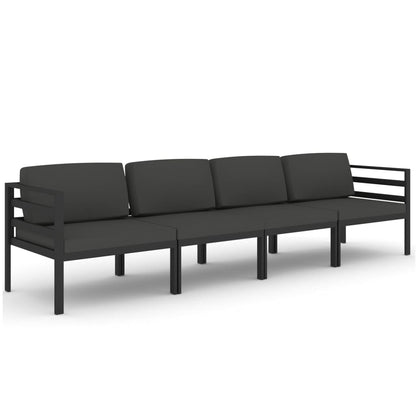 4-piece garden lounge set with cushions aluminum anthracite