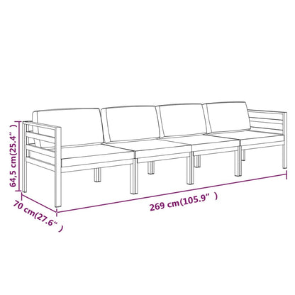 4-piece garden lounge set with cushions aluminum anthracite