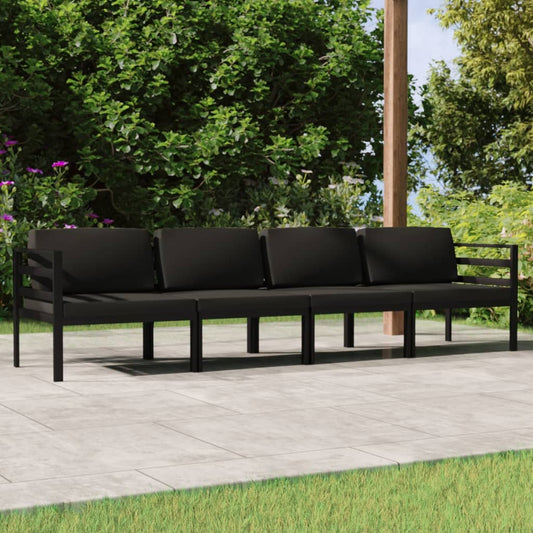 4-piece garden lounge set with cushions aluminum anthracite