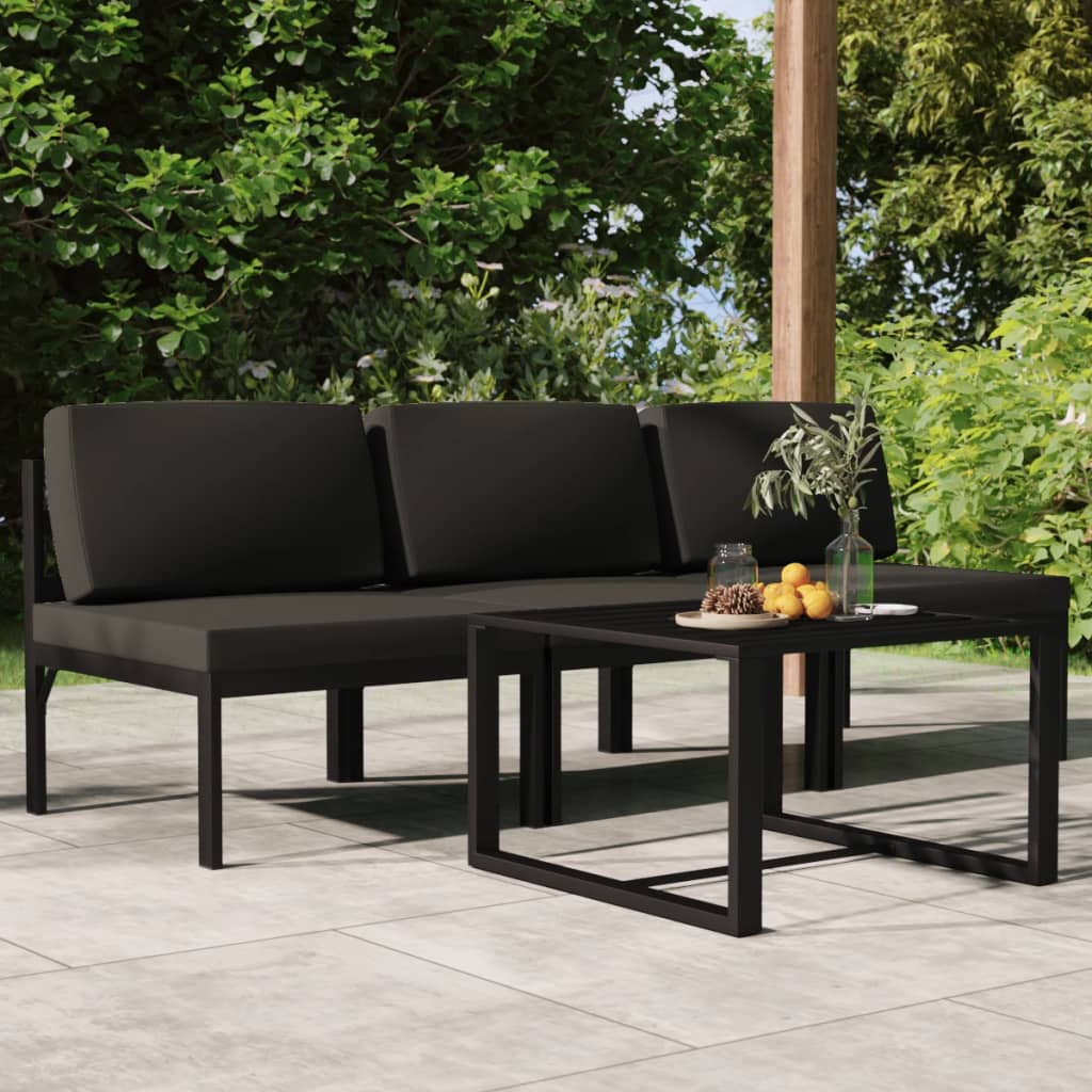 4-tlg. Garten-Lounge-Set mit Kissen Aluminium Anthrazit