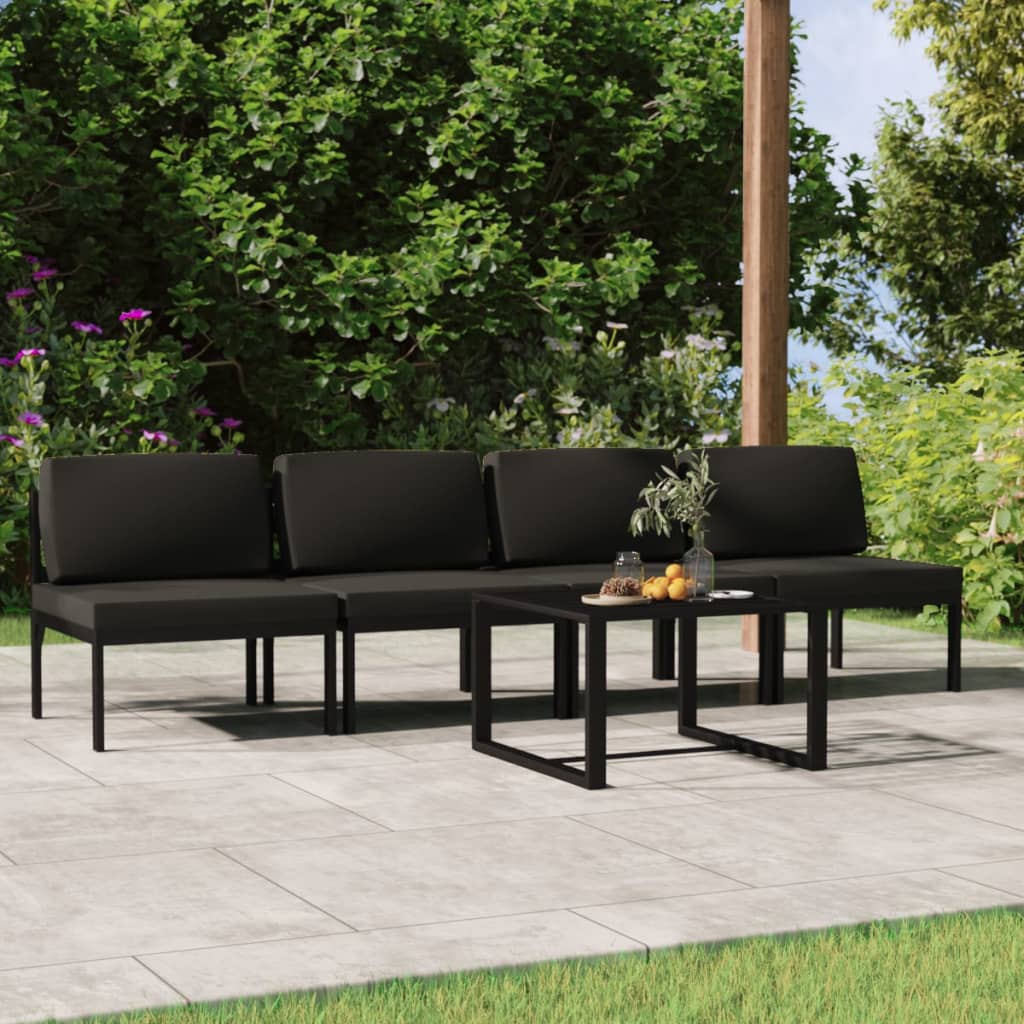 5-tlg. Garten-Lounge-Set mit Kissen Aluminium Anthrazit