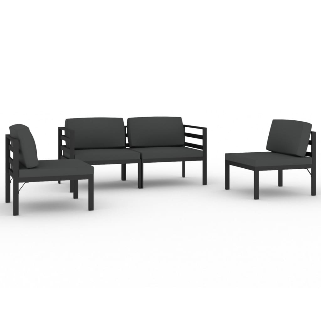 4-piece garden lounge set with cushions aluminum anthracite