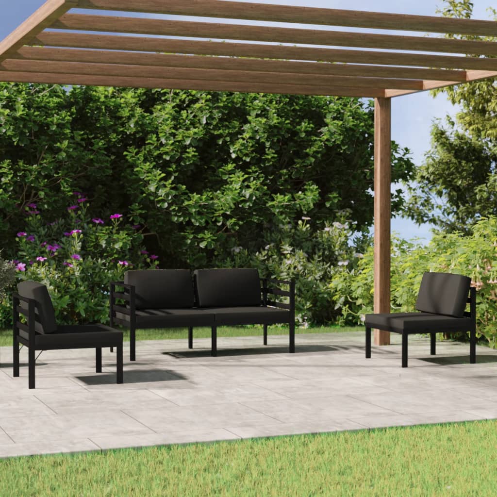 4-piece garden lounge set with cushions aluminum anthracite