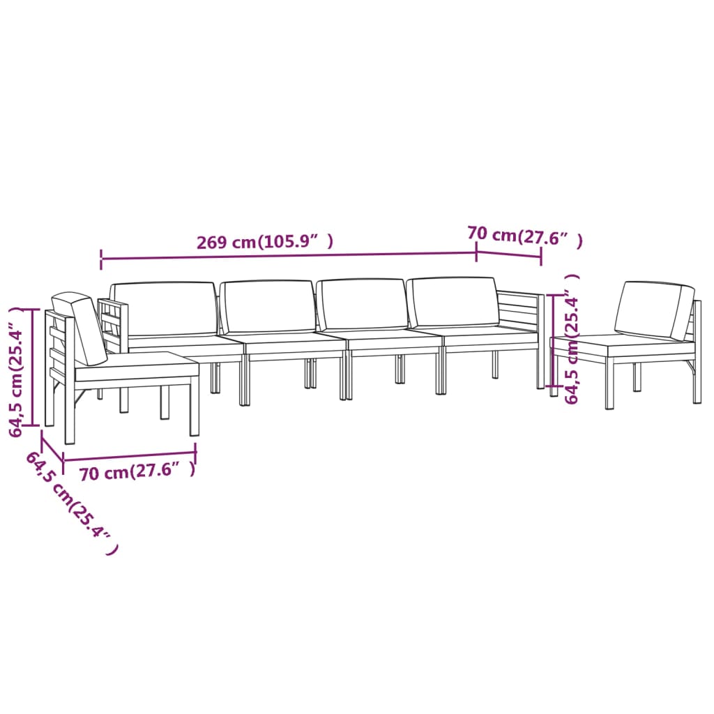 6-tlg. Garten-Lounge-Set mit Kissen Aluminium Anthrazit