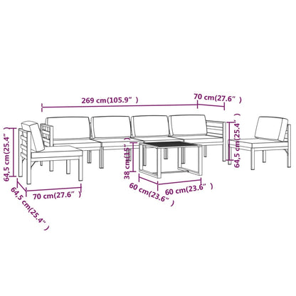 7-tlg. Garten-Lounge-Set mit Kissen Aluminium Anthrazit