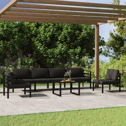 7-tlg. Garten-Lounge-Set mit Kissen Aluminium Anthrazit