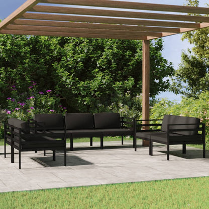 7-tlg. Garten-Lounge-Set mit Kissen Aluminium Anthrazit