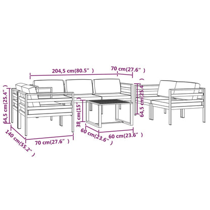 8-tlg. Garten-Lounge-Set mit Kissen Aluminium Anthrazit