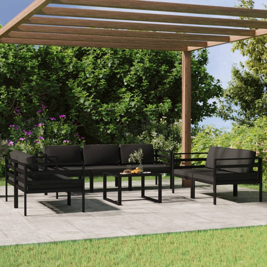 8-tlg. Garten-Lounge-Set mit Kissen Aluminium Anthrazit