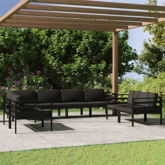 8-tlg. Garten-Lounge-Set mit Kissen Aluminium Anthrazit