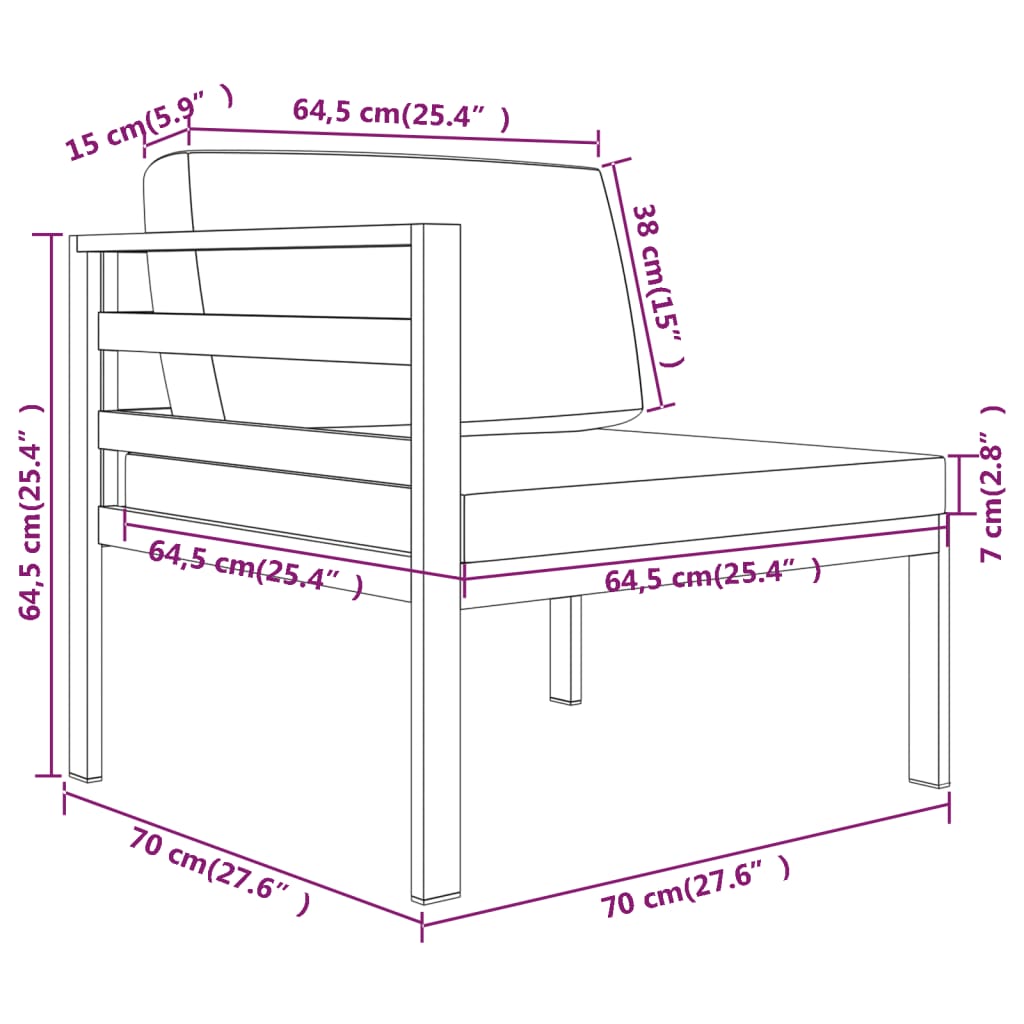 7-tlg. Garten-Lounge-Set mit Kissen Aluminium Anthrazit