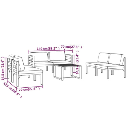 6-tlg. Garten-Lounge-Set mit Kissen Aluminium Anthrazit