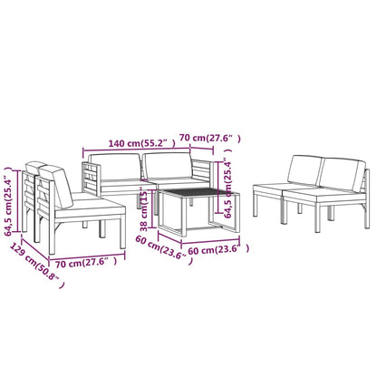 7-tlg. Garten-Lounge-Set mit Kissen Aluminium Anthrazit