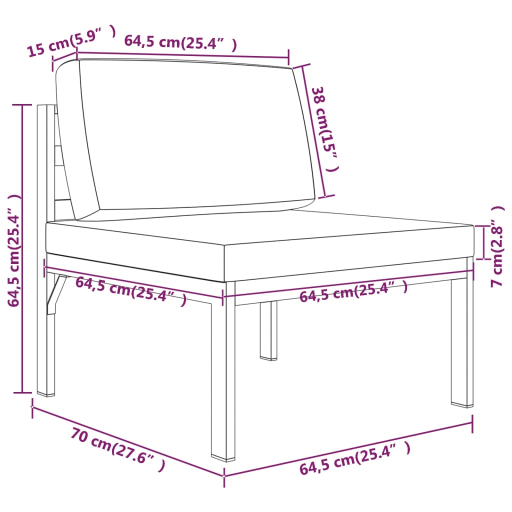 7-tlg. Garten-Lounge-Set mit Kissen Aluminium Anthrazit