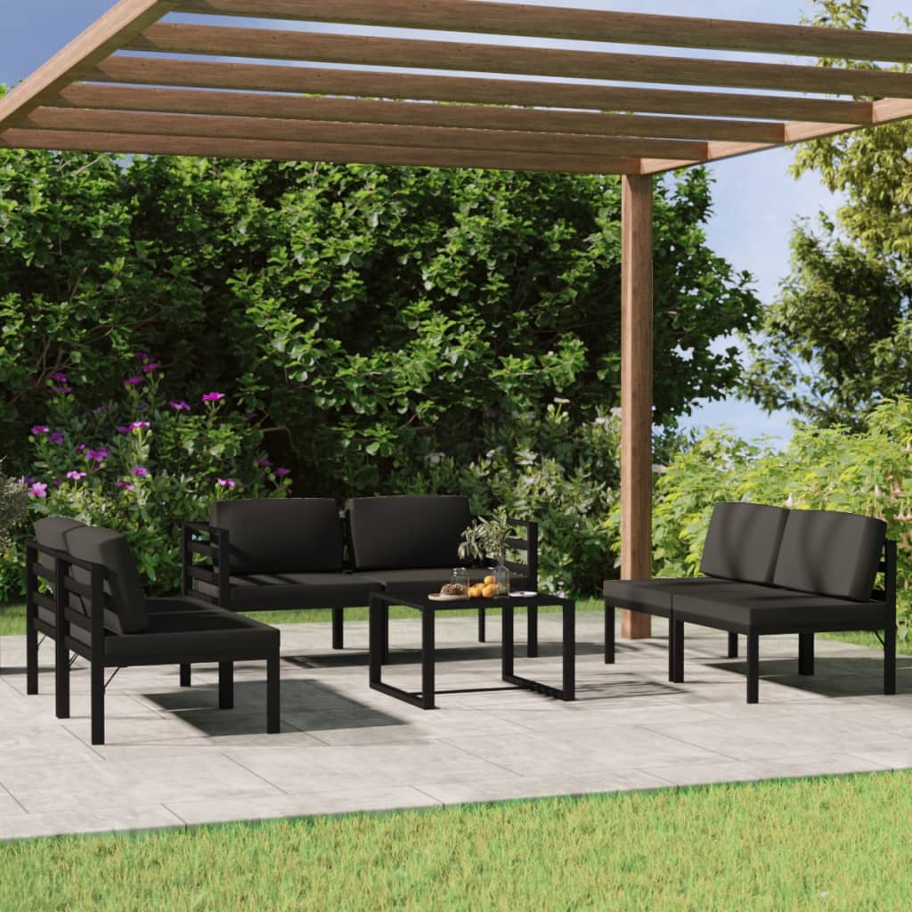 7-tlg. Garten-Lounge-Set mit Kissen Aluminium Anthrazit