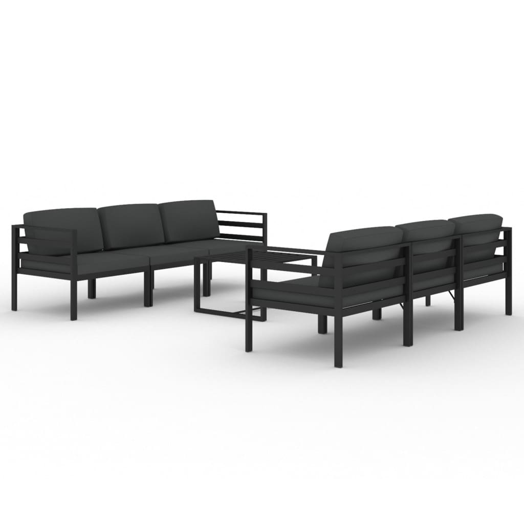 7-tlg. Garten-Lounge-Set mit Kissen Aluminium Anthrazit