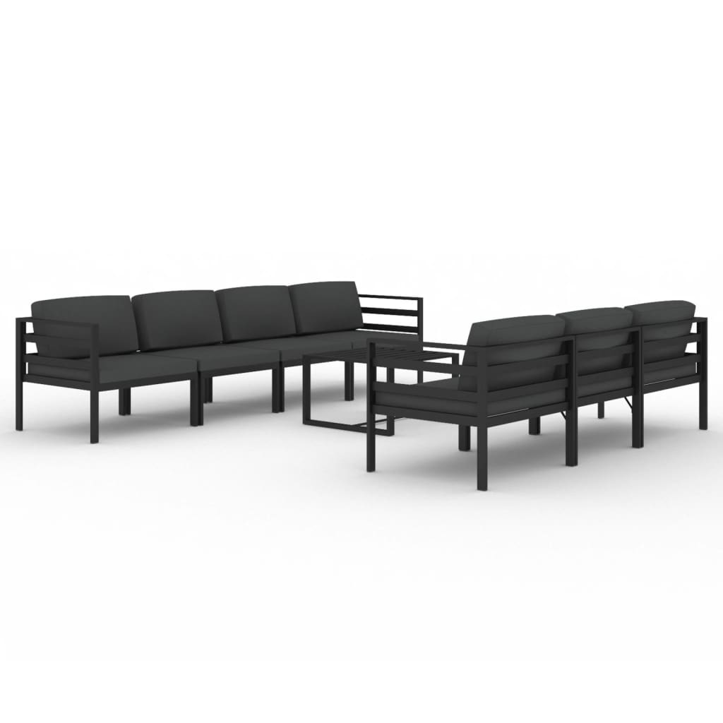 8-tlg. Garten-Lounge-Set mit Kissen Aluminium Anthrazit