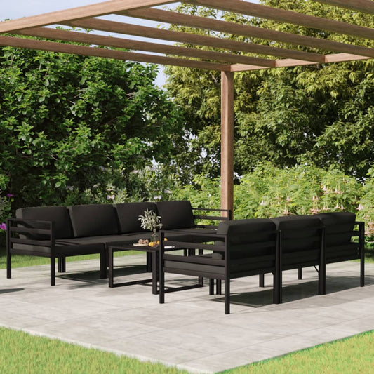 8-tlg. Garten-Lounge-Set mit Kissen Aluminium Anthrazit