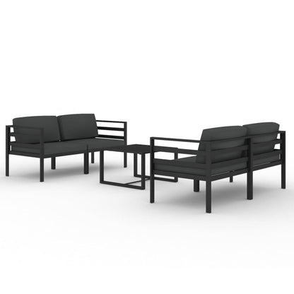 5-tlg. Garten-Lounge-Set mit Kissen Aluminium Anthrazit