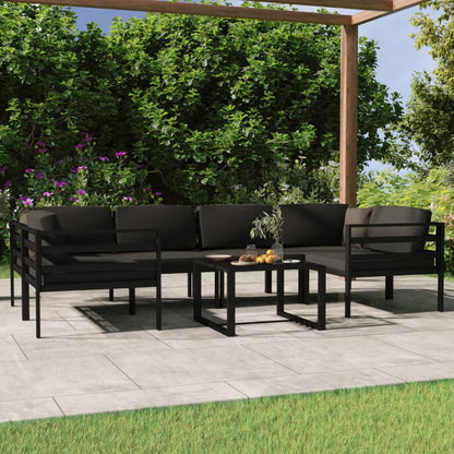 7-tlg. Garten-Lounge-Set mit Kissen Aluminium Anthrazit