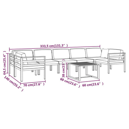 8-tlg. Garten-Lounge-Set mit Kissen Aluminium Anthrazit