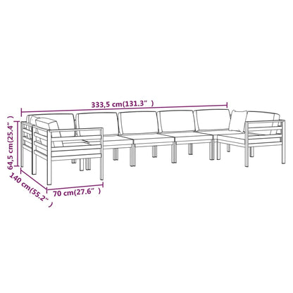 7-tlg. Garten-Lounge-Set mit Kissen Aluminium Anthrazit