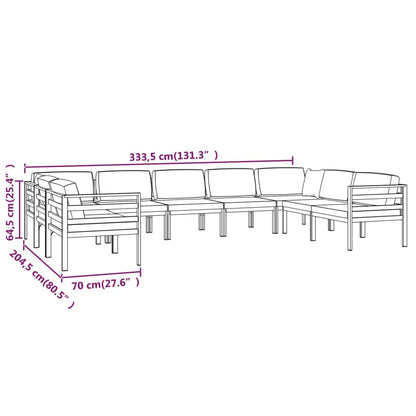 9-tlg. Garten-Lounge-Set mit Kissen Aluminium Anthrazit