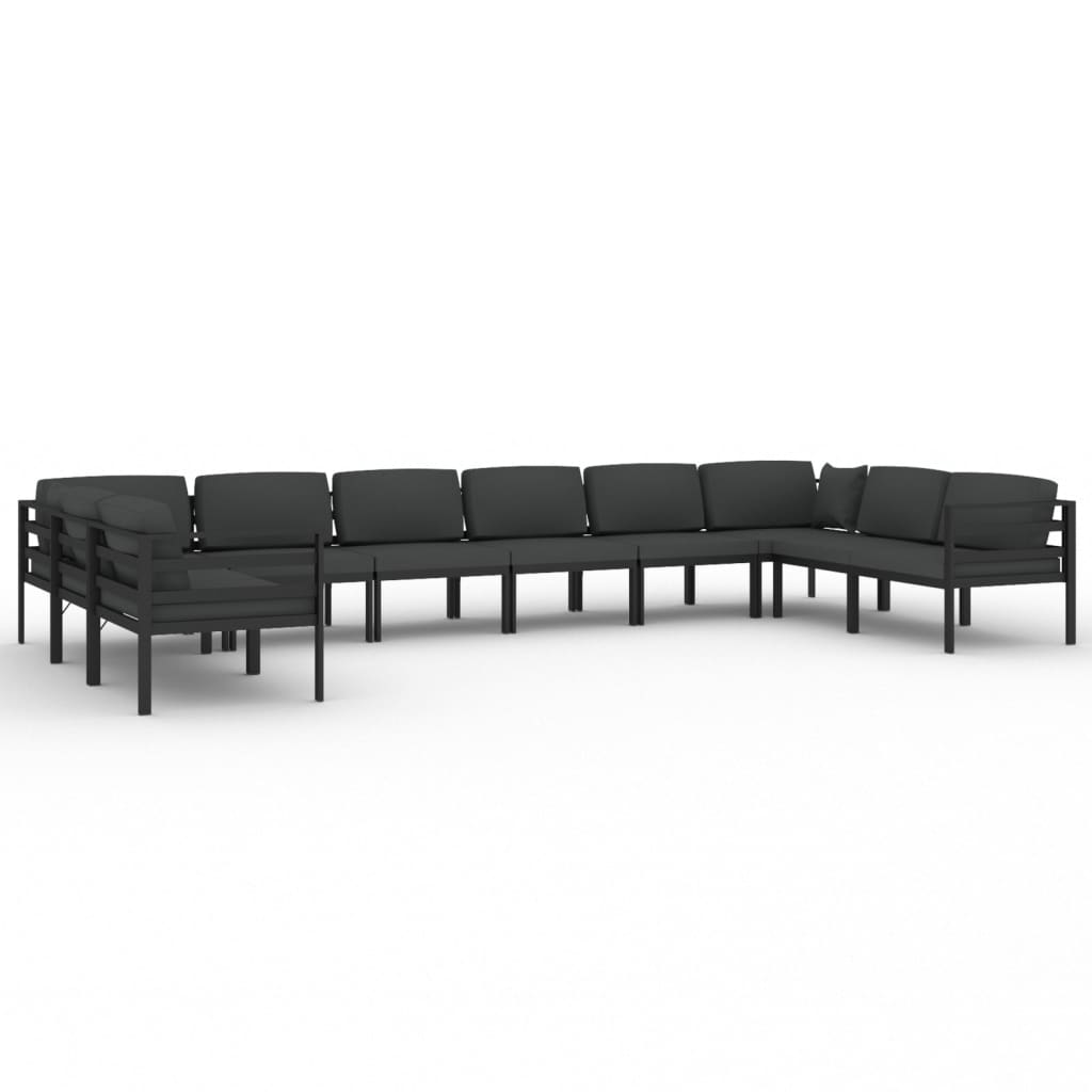 10-tlg. Garten-Lounge-Set mit Kissen Aluminium Anthrazit