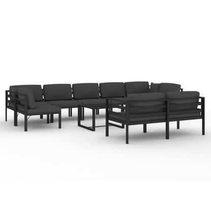 10-tlg. Garten-Lounge-Set mit Kissen Aluminium Anthrazit