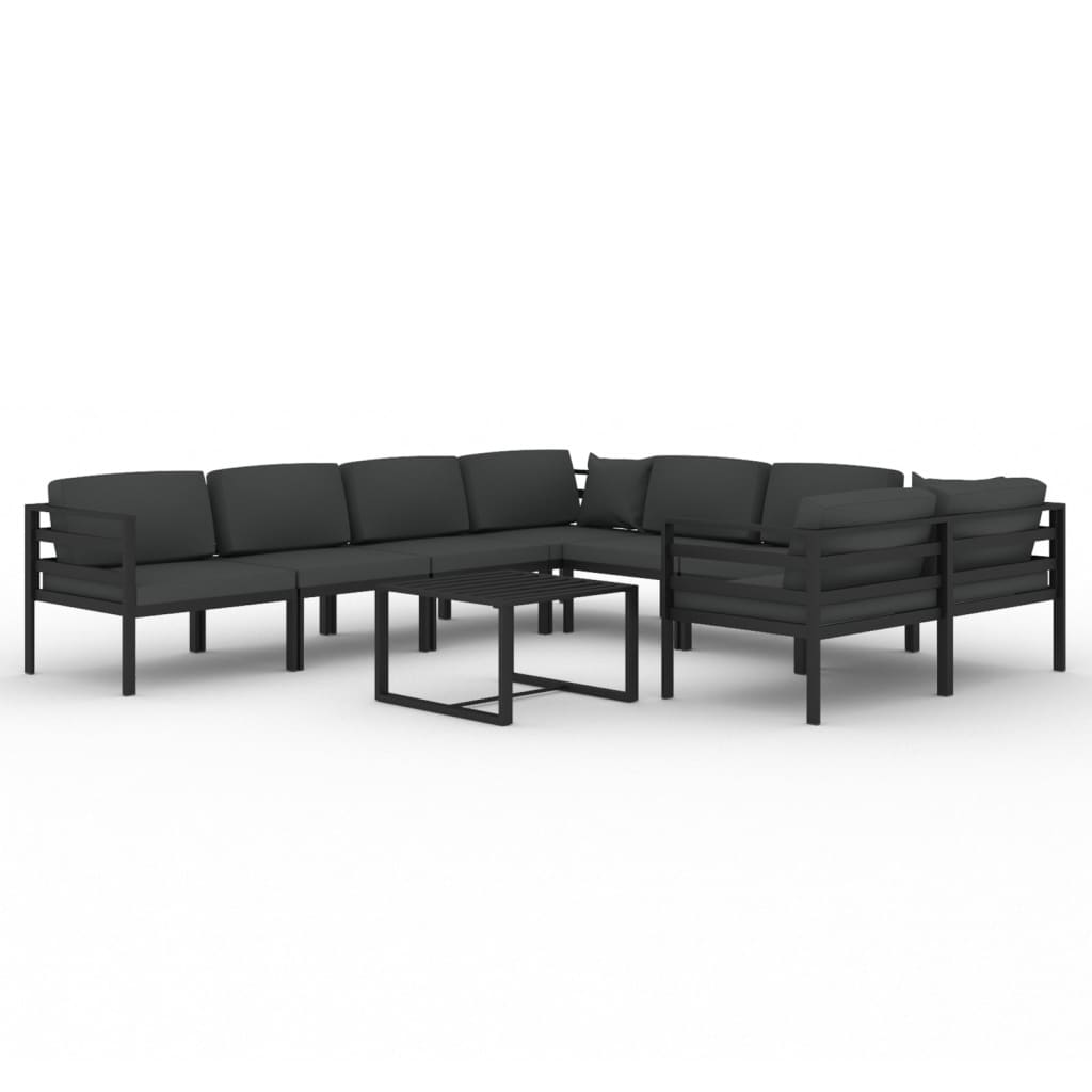 9-tlg. Garten-Lounge-Set mit Kissen Aluminium Anthrazit