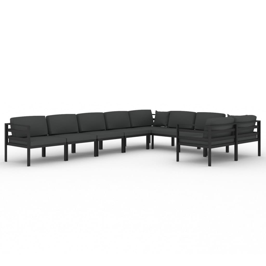 9-tlg. Garten-Lounge-Set mit Kissen Aluminium Anthrazit