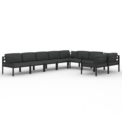 9-tlg. Garten-Lounge-Set mit Kissen Aluminium Anthrazit