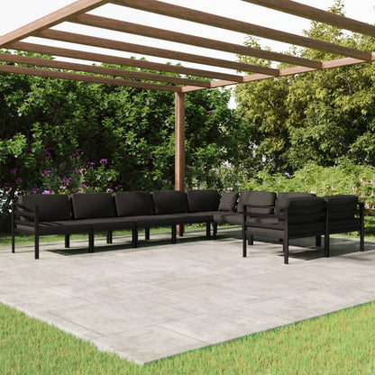 9-tlg. Garten-Lounge-Set mit Kissen Aluminium Anthrazit