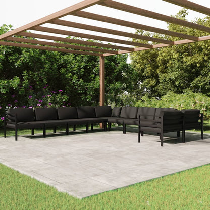 10-tlg. Garten-Lounge-Set mit Kissen Aluminium Anthrazit