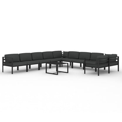 11-tlg. Garten-Lounge-Set mit Kissen Aluminium Anthrazit