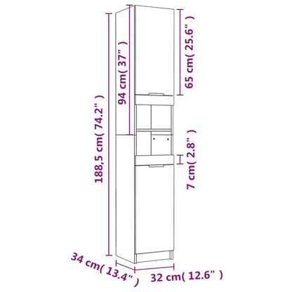 Badschrank Hochglanz-Weiß 32x34x188,5 cm Holzwerkstoff