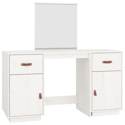 Dressing table with mirror white solid pine