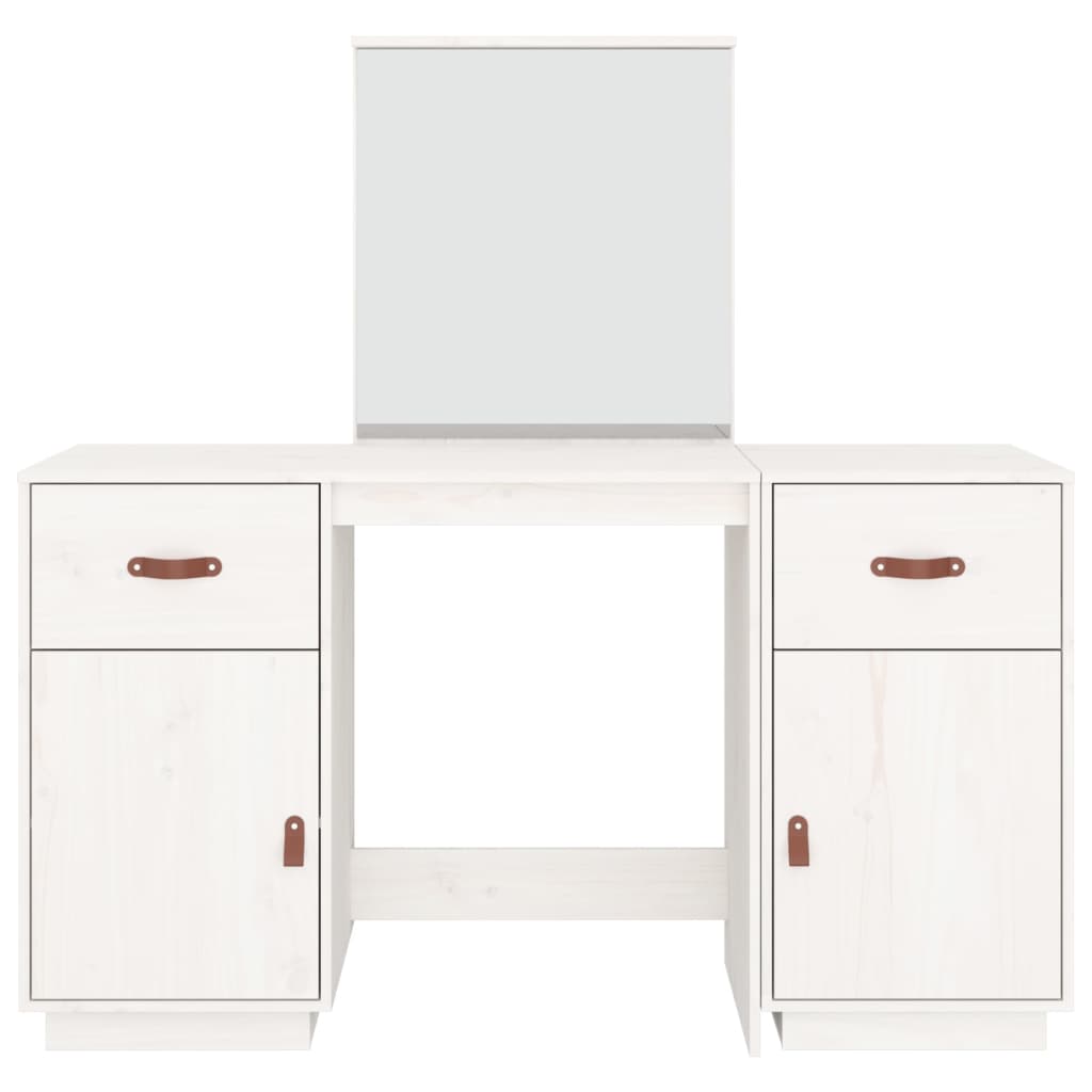 Dressing table with mirror white solid pine