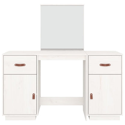 Dressing table with mirror white solid pine