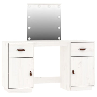 Dressing table set with LED white solid pine