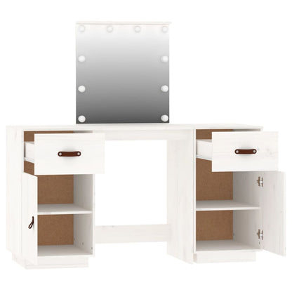 Dressing table set with LED white solid pine