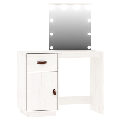 Dressing table set with LED white solid pine