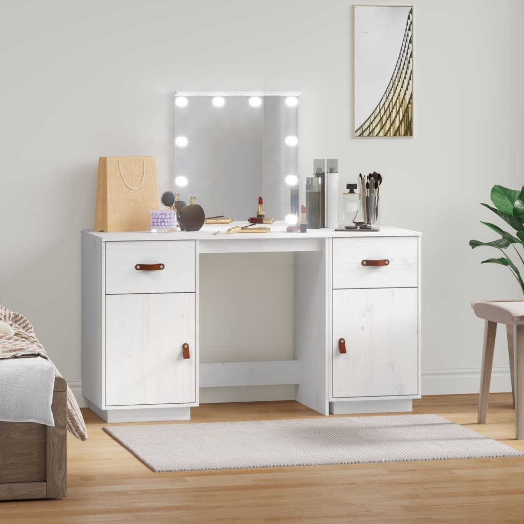 Dressing table set with LED white solid pine