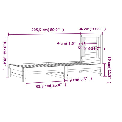 Tagesbett Ausziehbar Schwarz 2x(90x200) cm Massivholz Kiefer