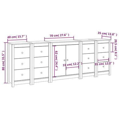 Sideboard 230x35x80 cm Massivholz Kiefer