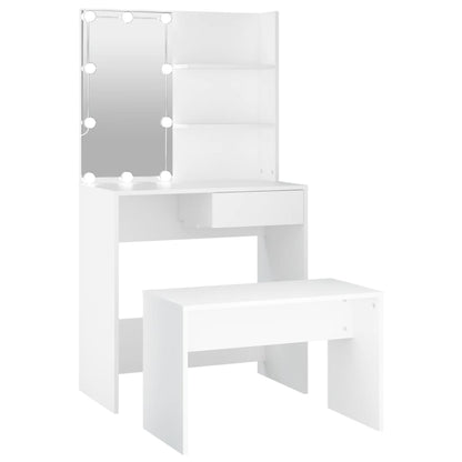 Dressing table set with LED white wood material