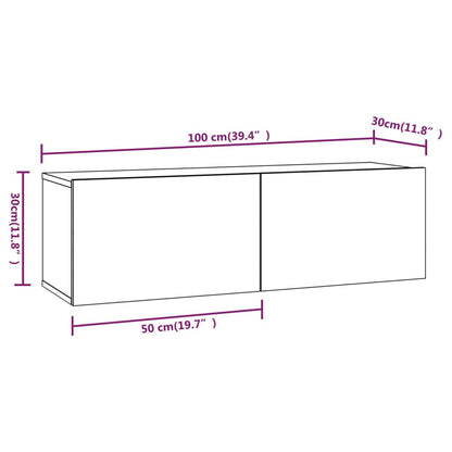 TV-Wandschränke 4 Stk. Schwarz 100x30x30 cm