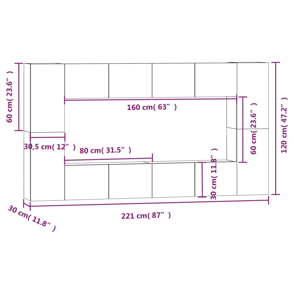 8-tlg. TV-Schrank-Set Weiß Holzwerkstoff